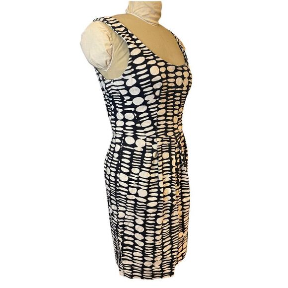 Tank Dress Blue/White Geometric Design Sz. 8 Set In Waist Textured - Picture 6 of 8